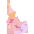 Vainqueur républicain par comté : Little en rouge, Labrador en orange et Ahlquist en violet.