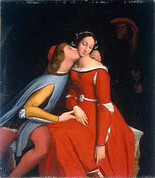 Jean-Auguste-Dominique Ingres, Paolo et Francesca, huile sur bois, 35 x 28cm, 1814, musée Condé, Chantilly.