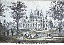 Iranistan (en) à Bridgeport, gravure, 1848.