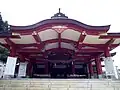 The porch of Ishizuchi Shrine's Honden captured in September 2019