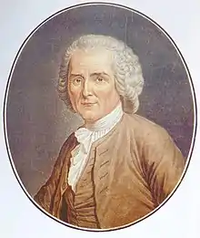 Gravure en couleur de face à mi-corps. Le visage exprimer une douleur contenue et le regard est intense.