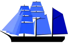 Trois-mâts goélette à huniers.