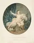 Vénus désarmant l’Amour, vers 1768, d’après Jacques Charlier, aquatinte en couleur, 38,8&nbsp;×&nbsp;30,8&nbsp;cm, Tallinn, musée Mikkel.