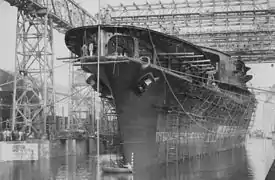L'Akagi après son lancement à Kure, le 6 avril 1925