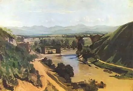 Le Pont de Narni (pont d’Auguste sur la Néra) (1826). Huile sur papier, 34&nbsp;×&nbsp;48&nbsp;cm, Paris, musée du Louvre.