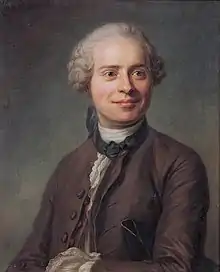 Pastel : demi-buste d'un homme souriant, les yeux brillants, regardant vers le côté.