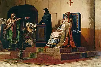 Le pape Formose exhumé pour être jugé lors du concile cadavérique en 897 (tableau de Jean-Paul Laurens, 1870).