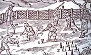 Gravure du XVIIe&nbsp;siècle représentant des jeux populaires (origine :Orbis sensualium pictus)