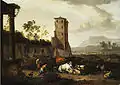 Paysage fantastique avec ruines antiques et idylle pastorale (XVIIe&nbsp;siècle)