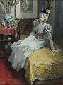 Jeune femme sur un divan (aquarelle, 1897).