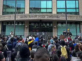 Manifestation contre les violences policières à Grand Rapids le 13 avril 2022, à la suite de la mort de Patrick Lyoya