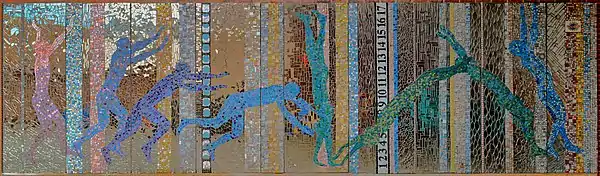Mosaïque d'Eadweard Muybridge, ruelle du Rose Theatre, Kingston. Save the World Club (2004).