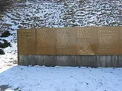 Plaques avec les noms des victimes.