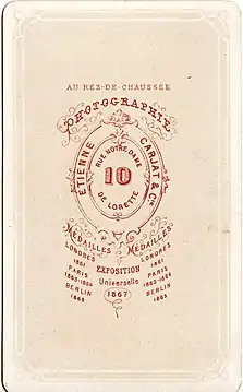 Revers de la photo de Gambetta.