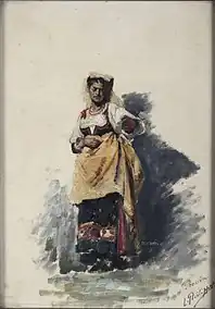 Procida, entre 1868 et 1887 (Gouache ; 36 × 24,5 cm), Liège, Musée de la Vie wallonne