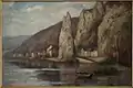 Dinant - Rocher Bayard - Bord de la Meuse - 1896 - Huile sur bois - 32&nbsp;×&nbsp;48&nbsp;cm