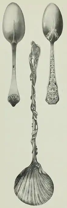 Détails de couverts travaillés, extraits de L'orfèvrerie française aux XVIIIe et XIXe&nbsp;siècles, p. 313