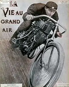 Le 16 mars 1905 (no&nbsp;340), Franz Hoffmann et sa motocyclette (avec retouche image au pinceau).