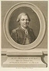 Jean-François Galaup de La Pérouse, gravure du XVIIIe&nbsp;siècle d'après une miniature.