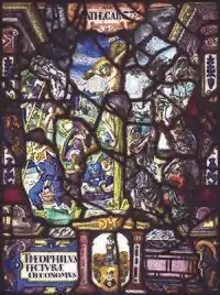 Vitrail montrant la crucifixion et un soldat romain perçant le côté de Jésus.