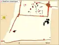 Plan d'ensemble du site avec les tranchées et les dépôts de mobilier céramique
