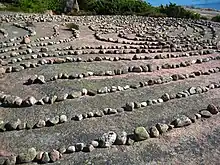 Labyrinthe ancien sur île de Blå Jungfrun.