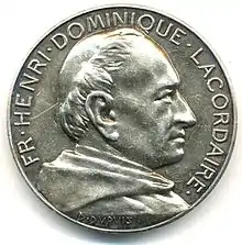 Henri Lacordaire pour l'école Albert-Le-Grand d'Arcueil, médaille en argent, 36 mm, avers.