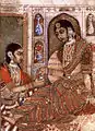 Dame offrant du vin, Deccan, XVIe&nbsp;siècle.