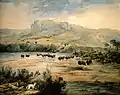 Paysage avec buffles dans le Haut-Missouri (Bodmer)