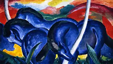 Franz Marc, Les Grands Chevaux bleus (1911, 102&nbsp;×&nbsp;160&nbsp;cm), Minneapolis, Walker Art Center.