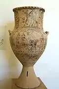 Grande amphore. Cavalier. Jugement de Pâris ? Paros, VIIe. Musée Arch. Paros