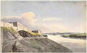 Le cap Diamant, aquarelle de B. Fisher, entre  1785 et 1796
