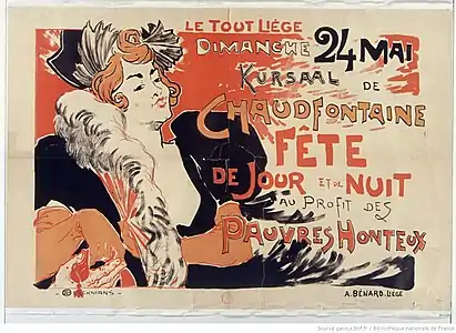 Émile Berchmans, Le tout Liège au Kursaal de Chaudfontaine, 1895 (Lithographie en couleurs, 74&nbsp;×&nbsp;100&nbsp;cm), Paris, Bibliothèque nationale de France