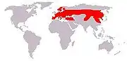 Aire de répartition du Chevreuil de Sibérie