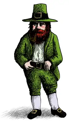Représentation d'un leprechaun dans le folklore irlandais.