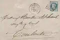 Lettre de bureau de direction avec cachet à date constitué de cercles continus.