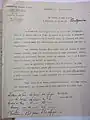 Lettre de Jean Moulin au maire de Pontgouin en avril 1939.