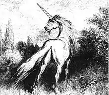 gravure de licorne de dos