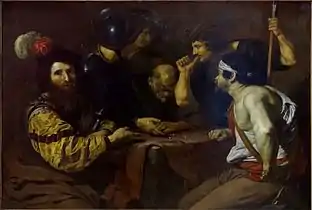 Soldat jouant aux dès la tunique du Christ, milieu XVIIe&nbsp;siècle, Nicolas Régnier.