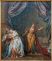 L'évanouissement d'Atalide, original de Coypel ayant servi de modèle pour la tapisserie Roxane et Atalide, 1748, palais des Beaux-Arts de Lille, sur le thème de Bajazet de Racine.