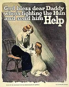 God Bless Dear Daddy..., affiche lithographiée, vers 1915.