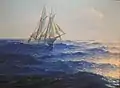 Racing Yachts, peinture à l'huile sur toile, c. 1900, Isaacs Art Center (en)