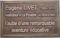 Plaque apposée sur le mur de la bibliothèque de la Pouëze