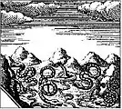 « Des déserts, au milieu desquels coulaient plusieurs belles fontaines, dont sortaient plusieurs serpents, qui couraient par-ci, et par là ».