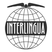 Globe stylisé barré du nom « Interlingua » et surmonté d'un sommet de caducée.