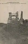Les pylônes de la fosse no&nbsp;5 après la Première Guerre mondiale 14/18.