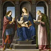Vierge à l’Enfant avec saint Julien et saint Nicolas, Lorenzo di Credi, Louvre.