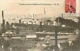 Construction du cuirassé Vérité en 1907 à Lormont.