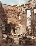 Marchands de poissons dans les ruines du portique, Ludwig Passini, 1863