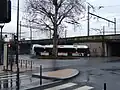 Le rond-point de retournement de la ligne &nbsp; en 2008, avant que celle-ci ne soit prolongée à la station Cuire de la ligne C du métro de Lyon.